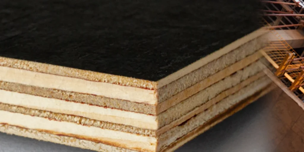 Detalhe das camadas de chapas de compensado
